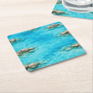Turquoise Lagoon Ocean Water Square Paper Coaster