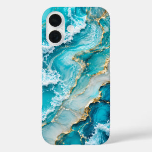 Turquoise Lagoon Waves Abstract iPhone 16 Case