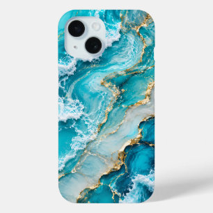 Turquoise Lagoon Waves Abstract iPhone 15 Case