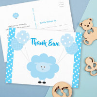 Turquoise Lamb Boy Baby Shower Cute Bold Thank You