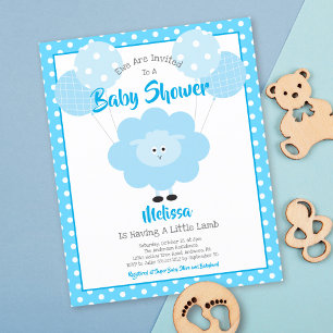 Turquoise Lamb Budget Boy Baby Shower Invitation