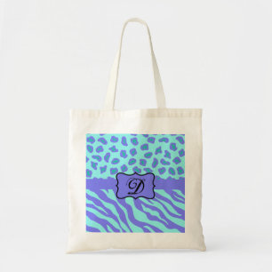 Turquoise & Lavender Zebra & Cheetah Customised Tote Bag