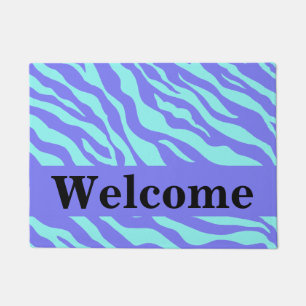 Turquoise Lavender Zebra Skin Pattern Welcome Doormat