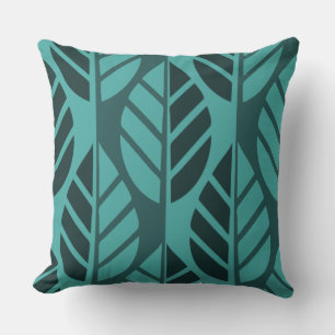 Turquoise Leaf Pattern Cushion