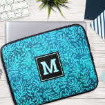 Turquoise leaf pattern monogram bold typography  laptop sleeve<br><div class="desc">A turquoise and blue ombre leaf foliage damask pattern on a rich, deep turquoise textured background adorns this modern, trendy and girly monogramed neoprene laptop sleeve. Customise this elegant sleeve with your monogram initial. Makes a chic and stylish statement every time you use it. This laptop sleeve comes in three...</div>