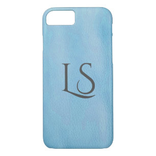 turquoise leather background with monogram Case-Mate iPhone case