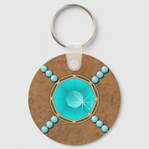 Turquoise Leather & Pearls CUSTOM KEYCHAIN