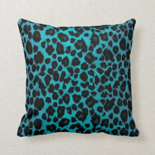 Turquoise Leopard Print Cushion