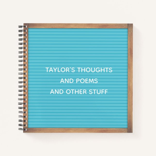 Turquoise Letter Board Marquee Sign Custom Message Notebook (Front)