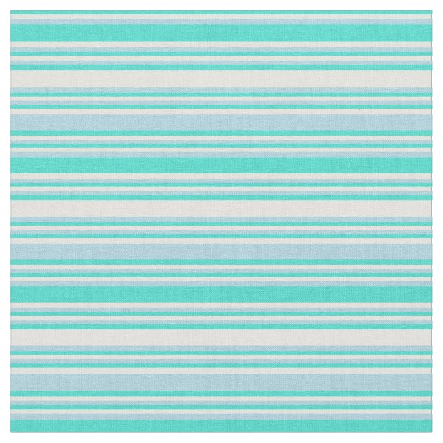 Turquoise, Light Cyan & Light Blue Stripes Fabric (Close Up)