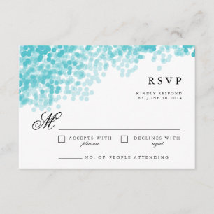 Turquoise Light Shower Pretty RSVP Response Card