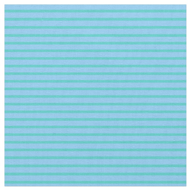 Turquoise & Light Sky Blue Coloured Lines Fabric (Close Up)