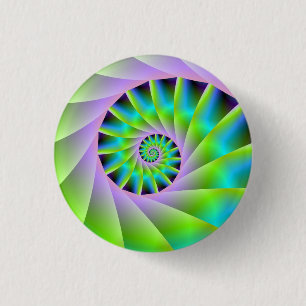 Turquoise Lilac and Green Spiral Button