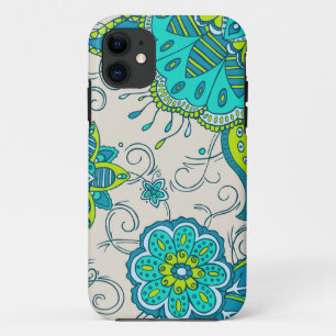 Turquoise & Lime Floral Case-Mate iPhone Case