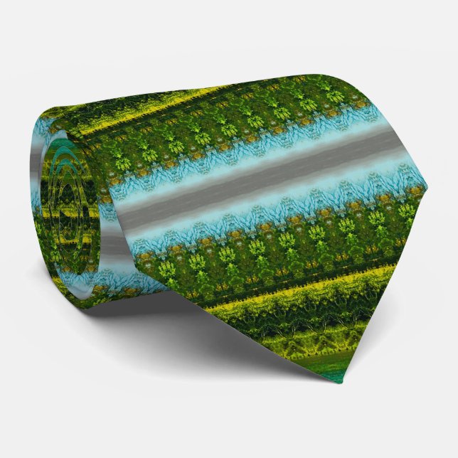 Turquoise lime green and blue tie (Rolled)