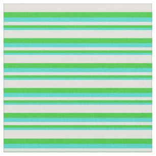 Turquoise, Lime Green & Light Cyan Coloured Lines Fabric