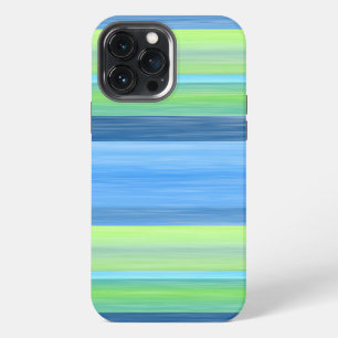 Turquoise Lime Green Watercolor Stripes Pattern iPhone 13 Pro Max Case