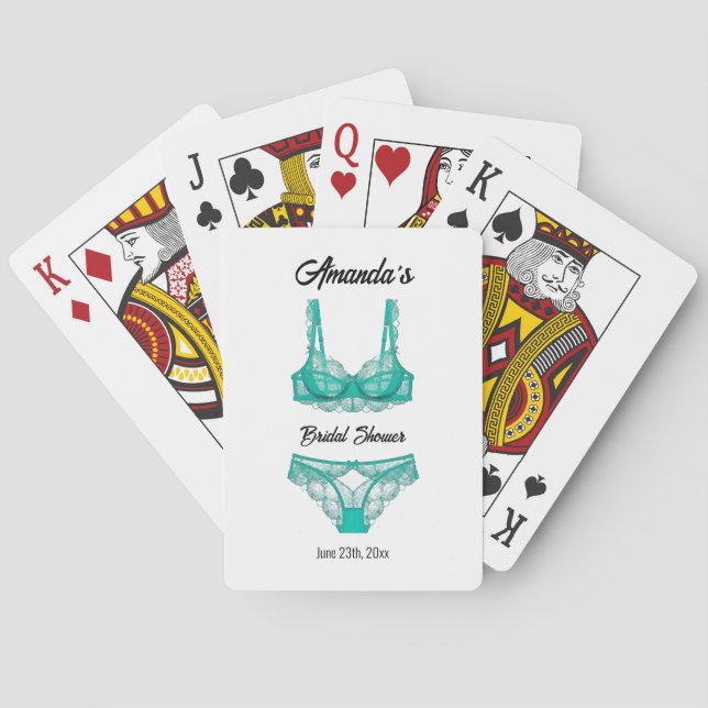 Turquoise Lingerie Bridal Shower Playing Cards (Back)