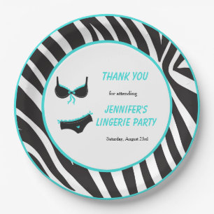 Turquoise Lingerie Party Thank You Paper Plate