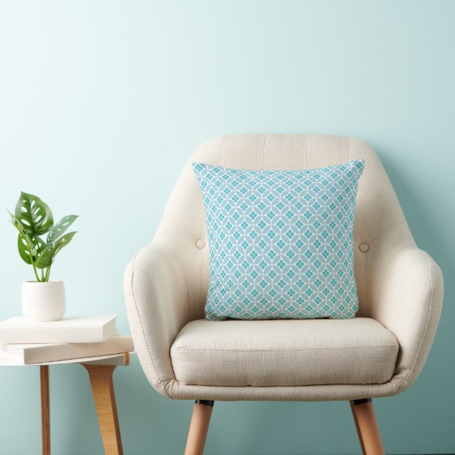 Turquoise Linked Pattern Pillow (Chair)