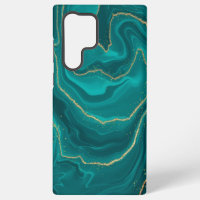 Turquoise liquid marble background with gold