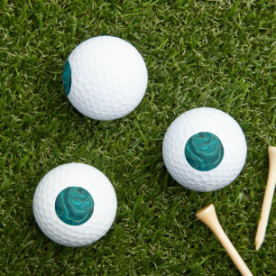 Turquoise liquid marble background with golf balls
