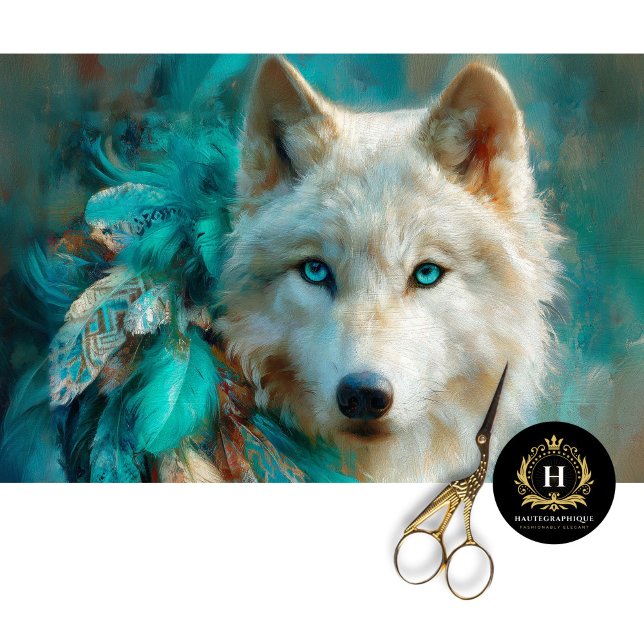 Turquoise Lodge Arctic Wolf Portrait Tissue Paper (Creator Uploaded)