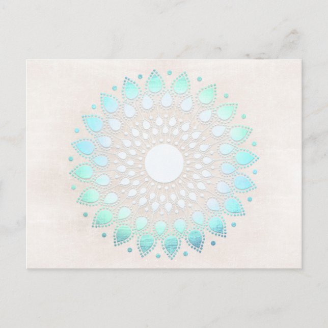 Turquoise Lotus Floral Mandala Postcard (Front)