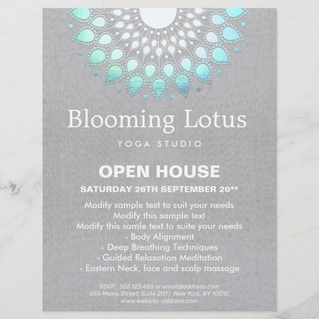 Turquoise Lotus Mandala Flyer (Front)