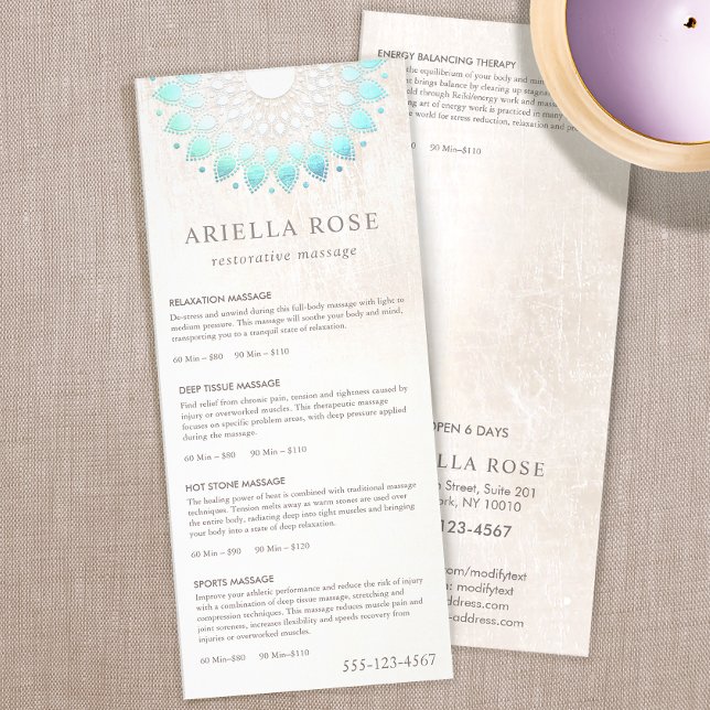 Turquoise Lotus Massage Therapist Price List Menu (Creator Uploaded)