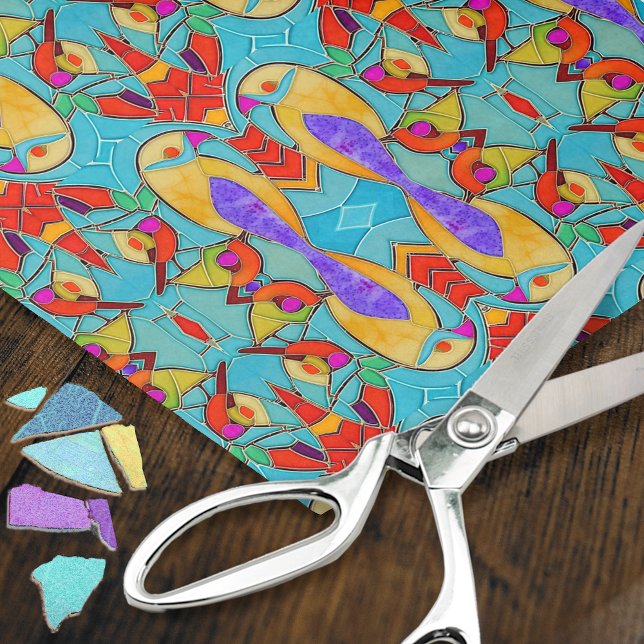 Turquoise Lovebird Mosaic - Romantic for Couple Tissue Paper (Creator Uploaded)