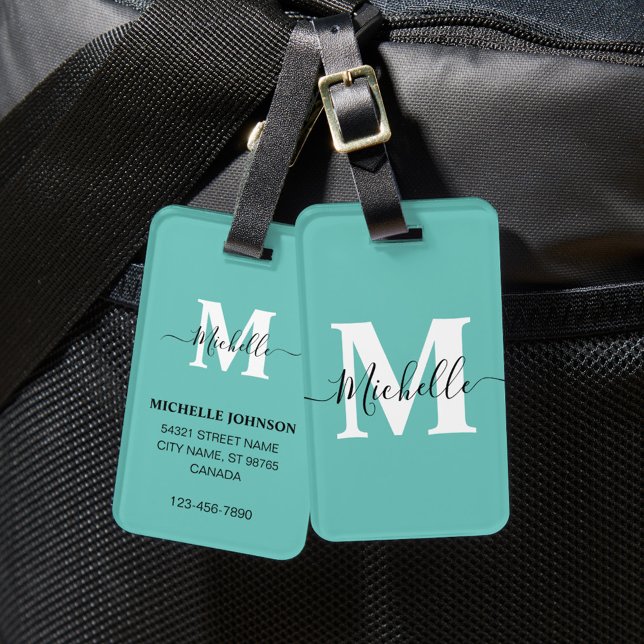 Turquoise Luggage Tag with Monogram (Creator Uploaded)