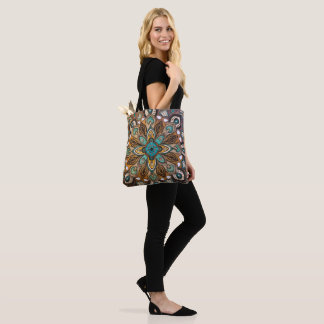 Turquoise Mandala Tote Bag