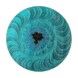 Turquoise Mandelbrot Whirlpool Fractal Abstract Cutting Board