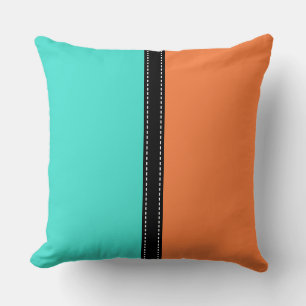 Turquoise & Mango Tango Solid Colour Background Cushion