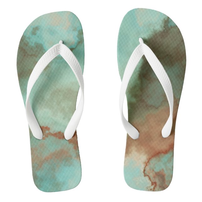 Turquoise Marble Abstract Jandals (Footbed)