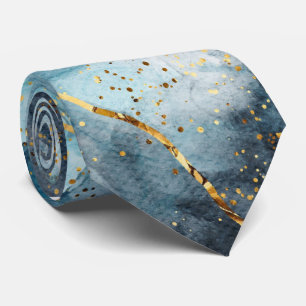 Turquoise Marble Abstract Neck Tie