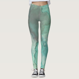 Turquoise Marble Abstract Rug Leggings