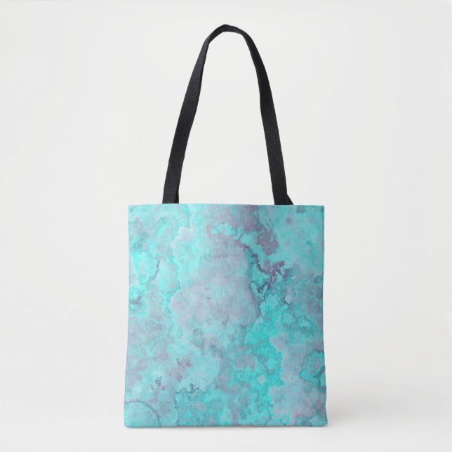 Turquoise Marble Abstract Rug Tote Bag (Front)