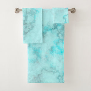 Turquoise marble bath towel set
