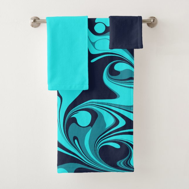 Turquoise Marble Bath Towel Set (Insitu)