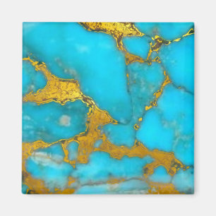 Turquoise Marble GOLD Glitter - ADD Initials Magnet