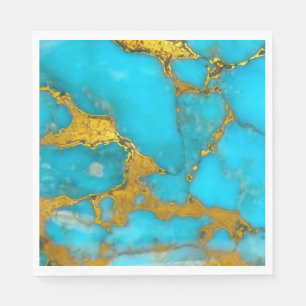 Turquoise Marble GOLD Glitter - ADD Initials Napkin