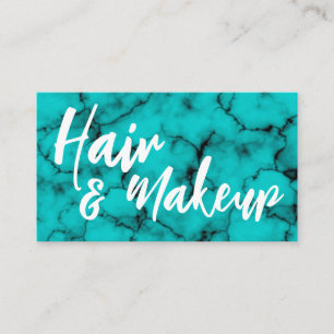 Turquoise Marble Hair and Make Up Small Business Card