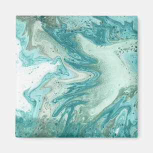 Turquoise marble image square magnet
