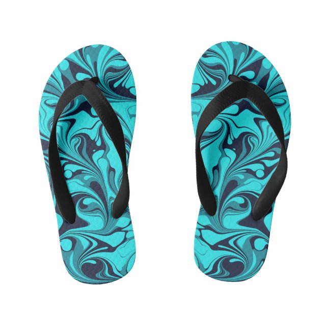Turquoise Marble Kid's Jandals (Footbed)