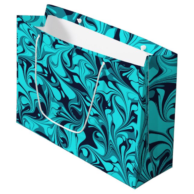 Turquoise Marble Large Gift Bag (Front Angled)