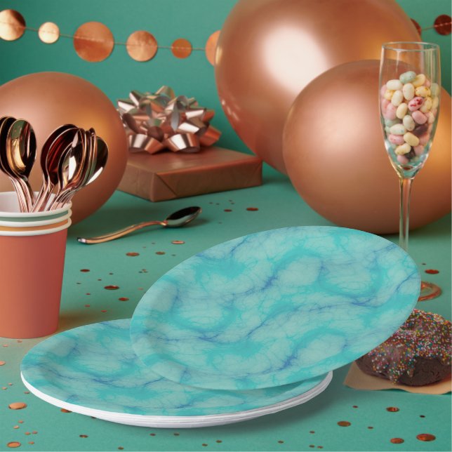 Turquoise marble paper plate (Multi)