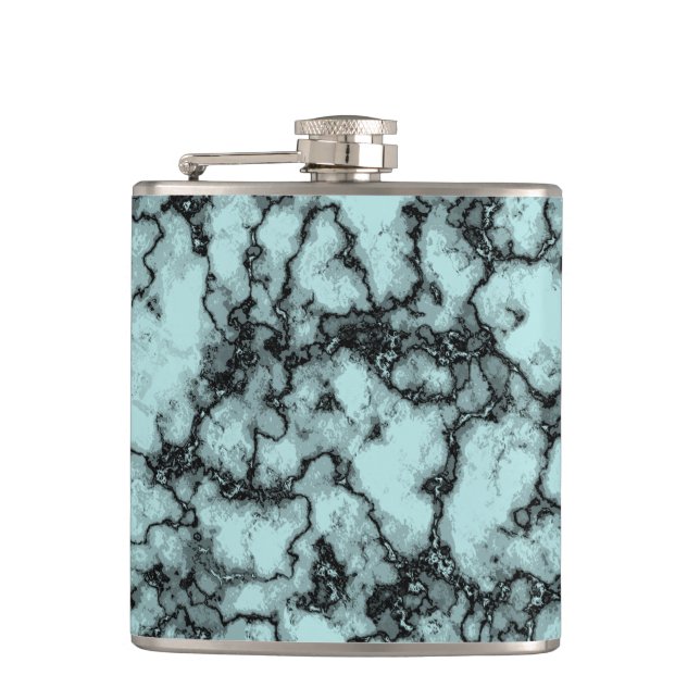 Turquoise Marble Pattern Hip Flask (Front)