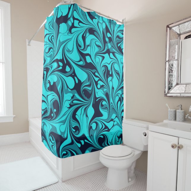Turquoise Marble Shower Curtain (In Situ)